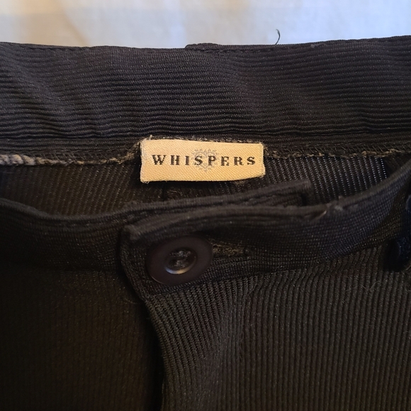 Vintage Whispers 90s Y2K Black Highwaisted Ribbed Flair Pants w/ Cute Leg Pocket - Picture 3 of 3